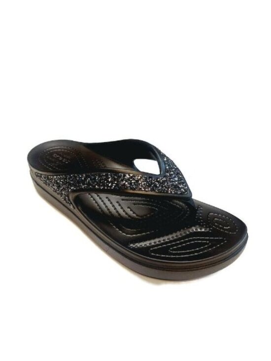 Crocs Shoes - CROCS Sloane Womens Size 10 Glitter Wedge Flip Flops Lightweight Slip On Sandals